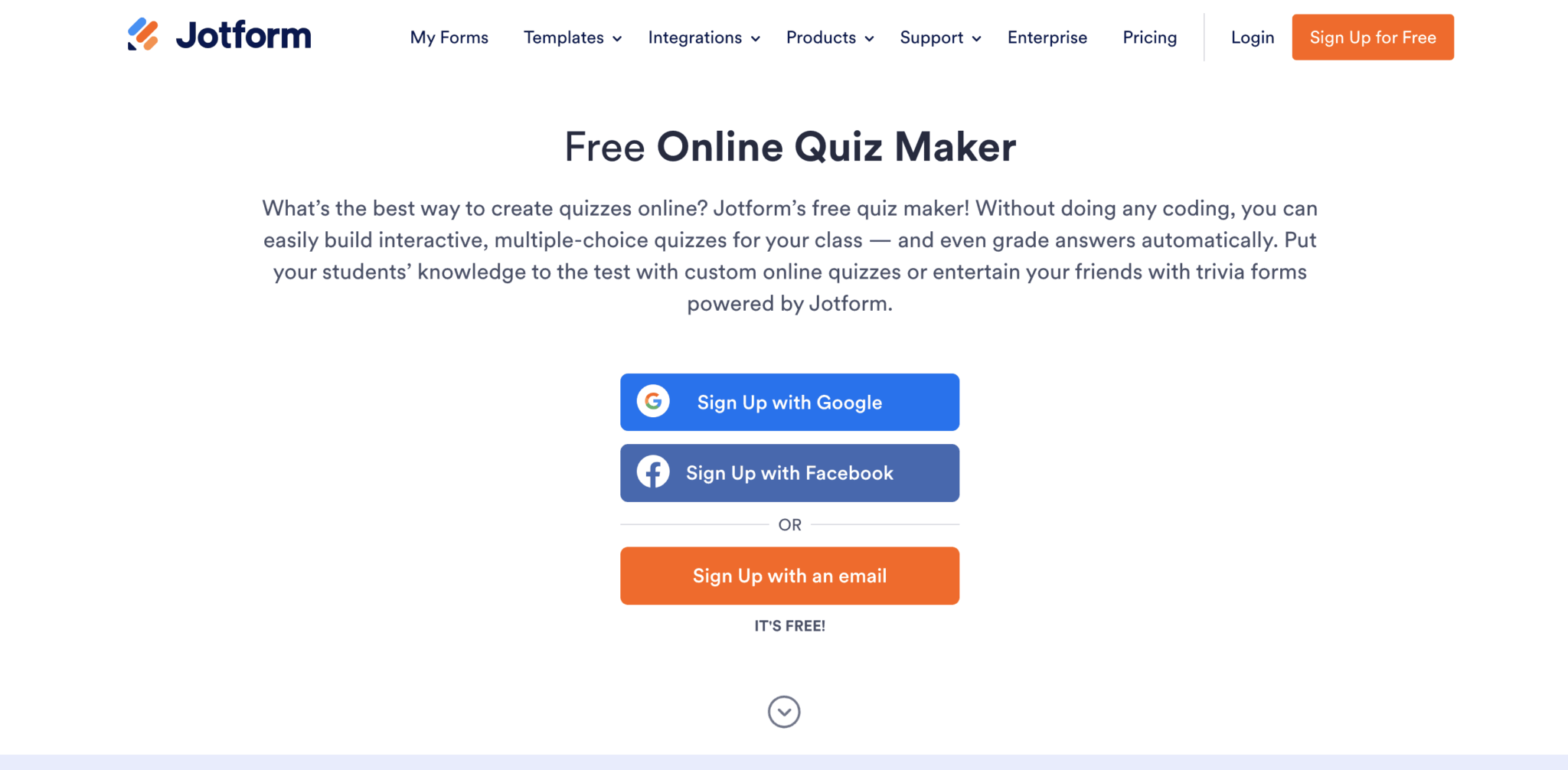 quiz builders: jotform