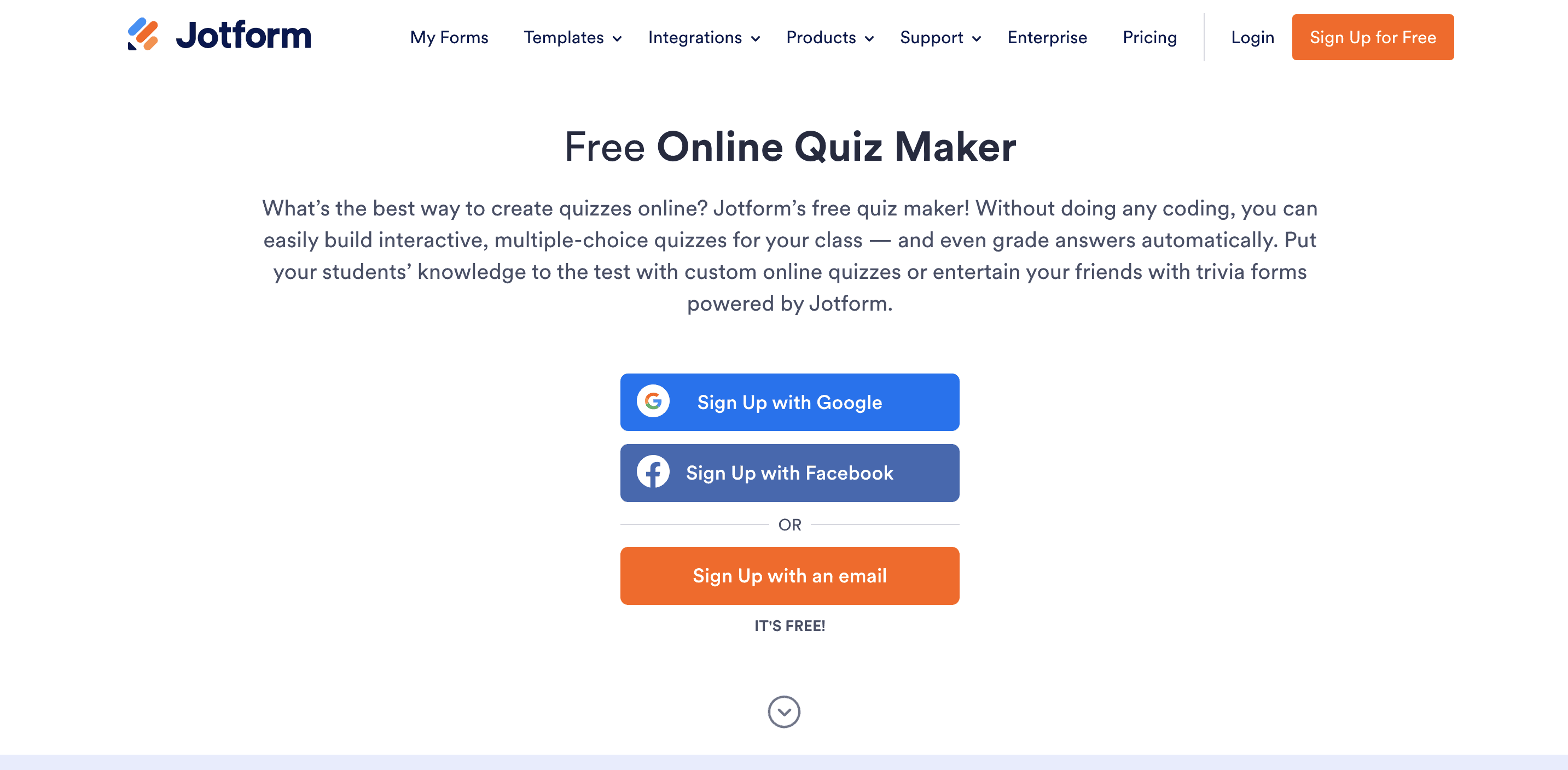 quiz builders: jotform