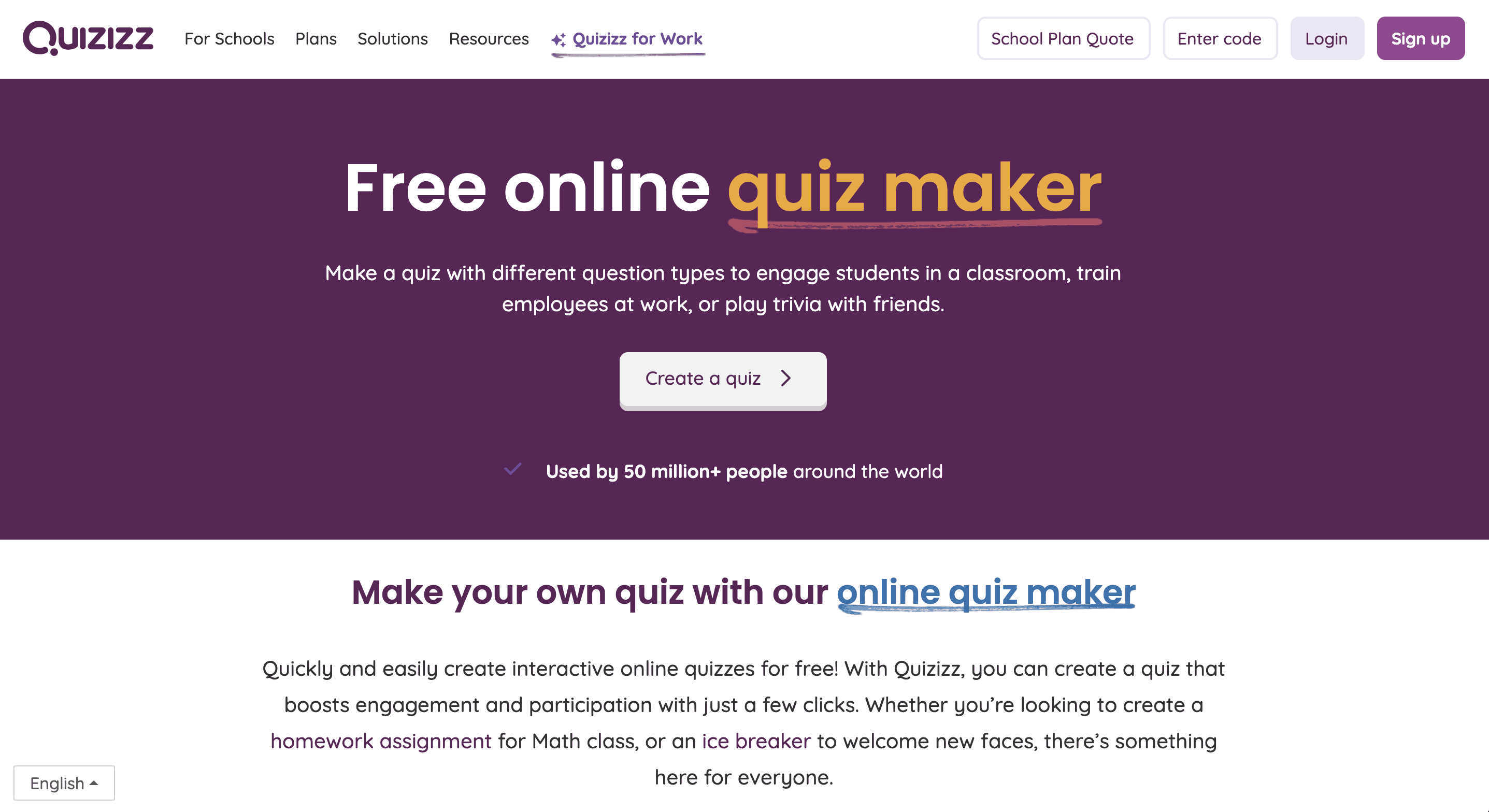 quiz builder: quizizz